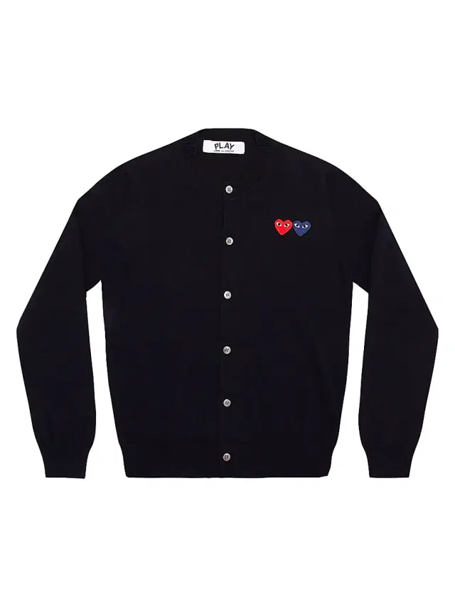 Women's Double Heart Wool Cardigan - Navy