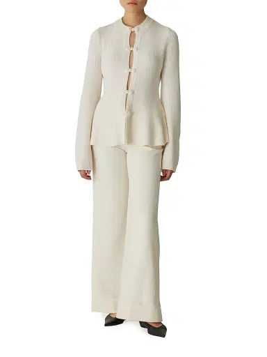 REBECCA TAYLOR Women's Novlety Button-Front Peplum Cardigan - Cream - Size Medium | Thumbnail 2 REBECCA TAYLOR Women's Novlety Button-Front Peplum Cardigan - Cream - Size Medium | Thumbnail 2
