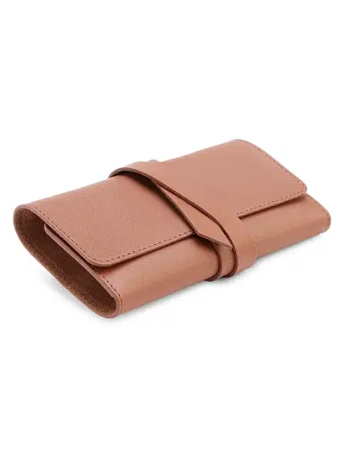 Royce New York Leather Tech Accessory Cord Roll Organizer - Tan | Thumbnail 4
