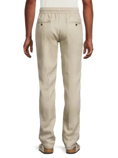 Isaia Men's Drawstring Linen Trousers - Light Beige | Thumbnail 5 Isaia Men's Drawstring Linen Trousers - Light Beige | Thumbnail 5