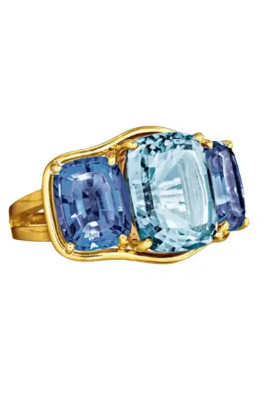 VERDURA Aquamarine Iolite Three Stone Ring | Thumbnail 1