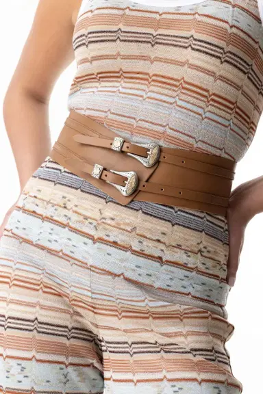 STREETS AHEAD Double Buckle Wide Belt | Thumbnail 3