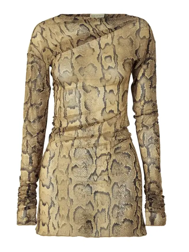 Asyetric Snake-print Stretch-esh T-shirt