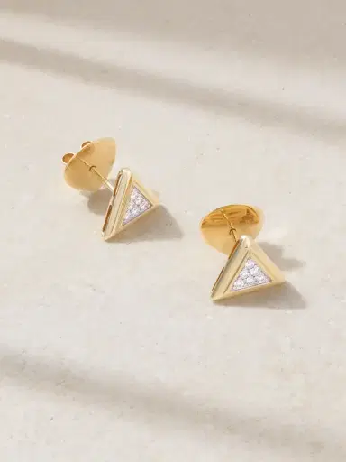 Marina B Triangolini 18-karat Yellow And White Gold Diamond Earrings | Thumbnail 1 Marina B Triangolini 18-karat Yellow And White Gold Diamond Earrings | Thumbnail 1