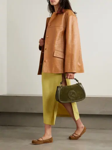 Gucci Oversized Suede-trimmed Textured-leather Jacket | Thumbnail 2