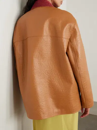 Gucci Oversized Suede-trimmed Textured-leather Jacket | Thumbnail 4