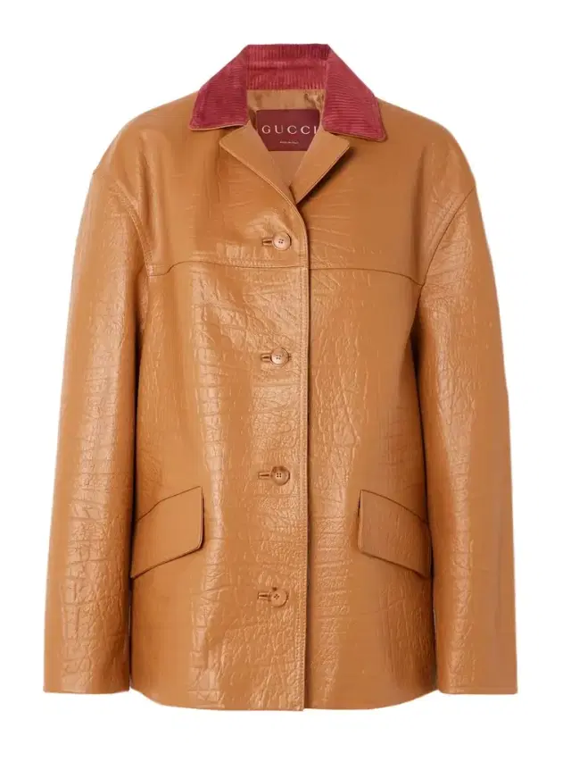 Oversized Suede-trimmed Textured-leather Jacket