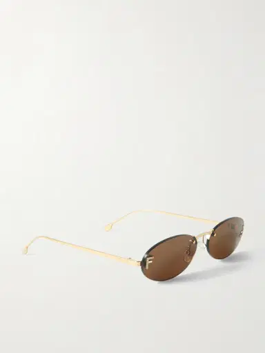 FENDI EYEWEAR Oval-frame Crystal-embellished Gold-tone Sunglasses | Thumbnail 3 FENDI EYEWEAR Oval-frame Crystal-embellished Gold-tone Sunglasses | Thumbnail 3