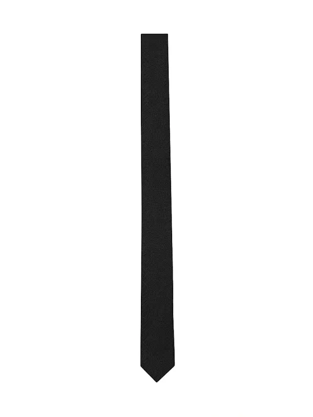 Men's Signature Evening Skinny Tie in Silk Grosgrain - Black