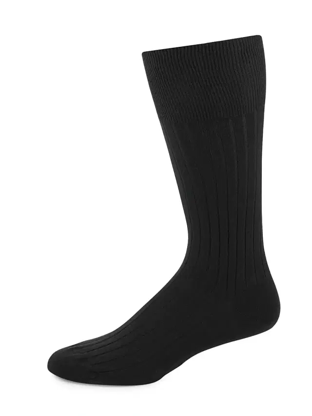 Marcoliani Men's Cotton Dress Socks - Black