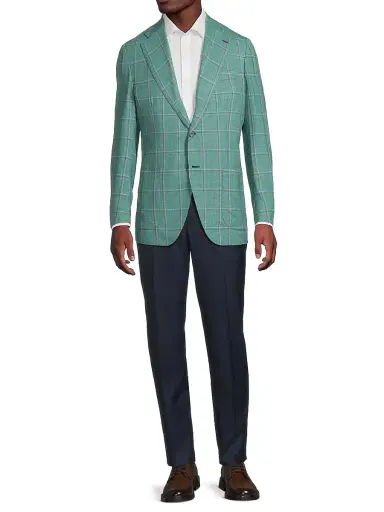 Isaia Men's Wool-Silk Plaid Jacket | Thumbnail 2 Isaia Men's Wool-Silk Plaid Jacket | Thumbnail 2