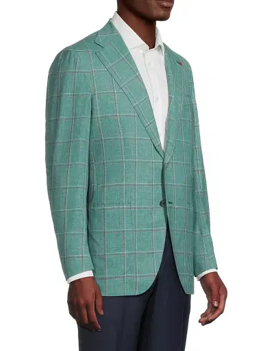 Isaia Men's Wool-Silk Plaid Jacket | Thumbnail 4 Isaia Men's Wool-Silk Plaid Jacket | Thumbnail 4