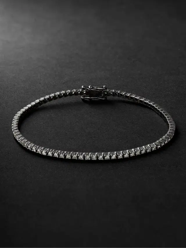 KOLOURS JEWELRY Spectra Blackened Gold Diamond Tennis Bracelet - Men