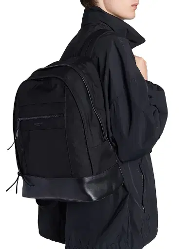 Saint Laurent Men's City Backpack in Nylon Canvas and Leather | Thumbnail 3 Saint Laurent Men's City Backpack in Nylon Canvas and Leather | Thumbnail 3