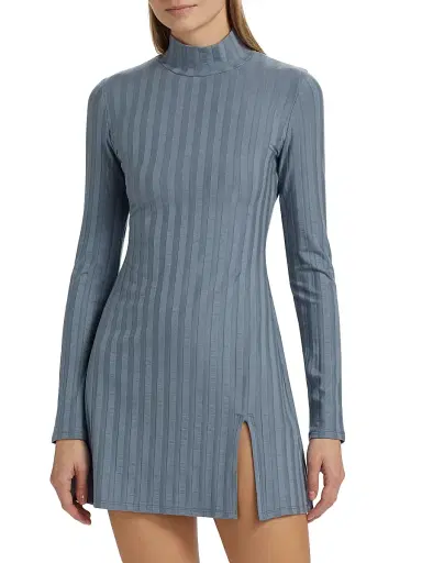 Reformation Women's Libra Rib-Knit Minidress - Cornflower Blue - Size XL | Thumbnail 3 Reformation Women's Libra Rib-Knit Minidress - Cornflower Blue - Size XL | Thumbnail 3