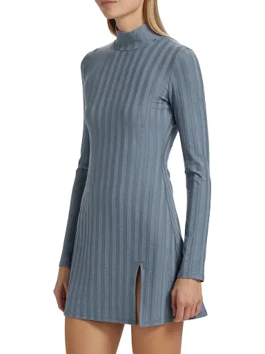 Reformation Women's Libra Rib-Knit Minidress - Cornflower Blue - Size XL | Thumbnail 4 Reformation Women's Libra Rib-Knit Minidress - Cornflower Blue - Size XL | Thumbnail 4
