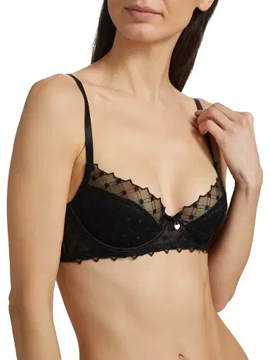 Fleur du Mal Women's Love Lock Embroidery Half-Lined Bra - Black | Thumbnail 5 Fleur du Mal Women's Love Lock Embroidery Half-Lined Bra - Black | Thumbnail 5