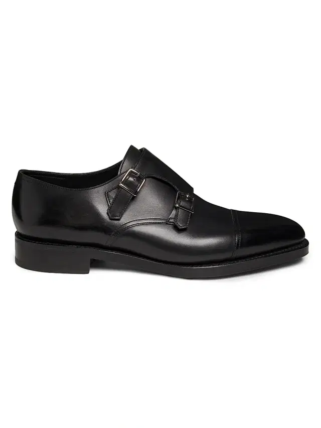 Men's William Double-Buckle Monk Shoes - Black