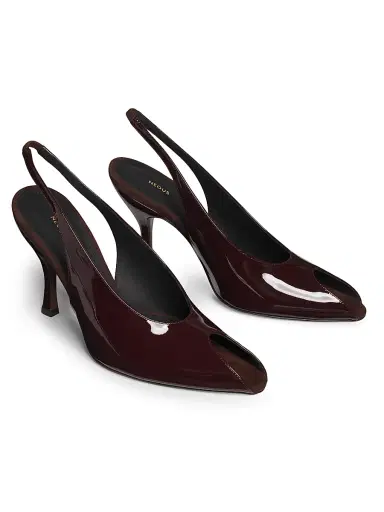 NEOUS Women's Hamal 85MM Patent Leather Peep-Toe Slingback Pumps - Dark Chocolate - Size 9 | Thumbnail 2