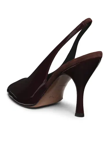 NEOUS Women's Hamal 85MM Patent Leather Peep-Toe Slingback Pumps - Dark Chocolate - Size 9 | Thumbnail 3