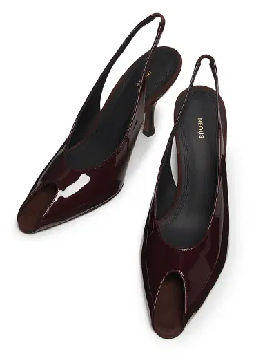 NEOUS Women's Hamal 85MM Patent Leather Peep-Toe Slingback Pumps - Dark Chocolate - Size 9 | Thumbnail 4