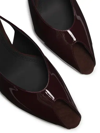 NEOUS Women's Hamal 85MM Patent Leather Peep-Toe Slingback Pumps - Dark Chocolate - Size 9 | Thumbnail 6