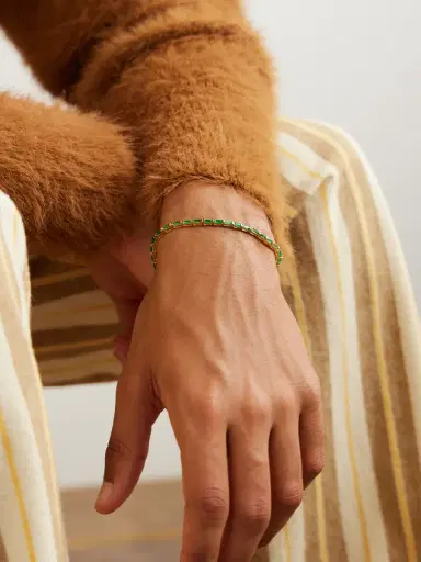 KOLOURS JEWELRY 14-Karat Gold Emerald Tennis Bracelet - Men | Thumbnail 2 KOLOURS JEWELRY 14-Karat Gold Emerald Tennis Bracelet - Men | Thumbnail 2