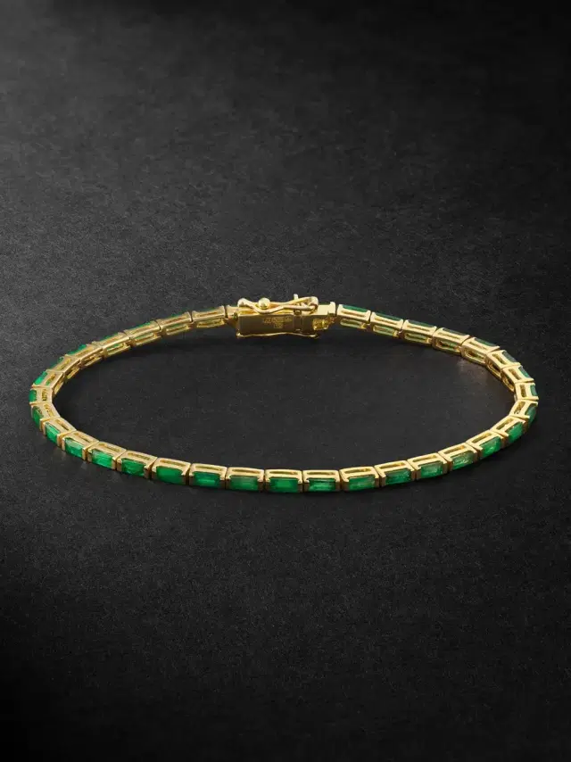 14-Karat Gold Emerald Tennis Bracelet - Men 14-Karat Gold Emerald Tennis Bracelet - Men