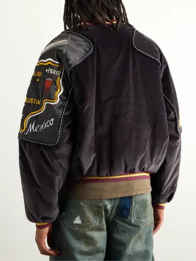 KAPITAL Embroidered Quilted Shell-Trimmed Cotton-Velvet Bomber Jacket - Men | Thumbnail 3 KAPITAL Embroidered Quilted Shell-Trimmed Cotton-Velvet Bomber Jacket - Men | Thumbnail 3