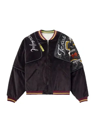KAPITAL Embroidered Quilted Shell-Trimmed Cotton-Velvet Bomber Jacket - Men | Thumbnail 1 KAPITAL Embroidered Quilted Shell-Trimmed Cotton-Velvet Bomber Jacket - Men | Thumbnail 1