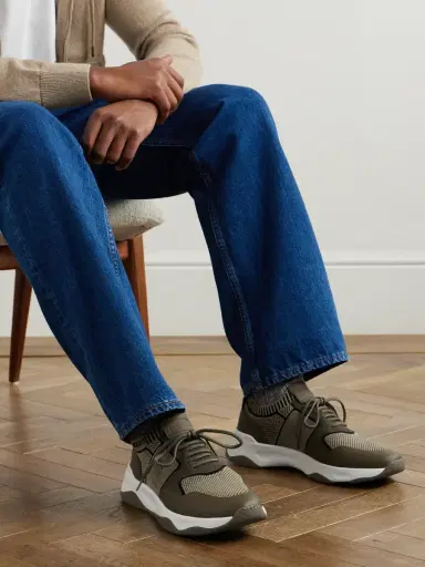 Berluti Shadow Rubber and Leather-Trimmed and Coated Stretch-Knit Sneakers - Men | Thumbnail 2 Berluti Shadow Rubber and Leather-Trimmed and Coated Stretch-Knit Sneakers - Men | Thumbnail 2