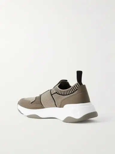 Berluti Shadow Rubber and Leather-Trimmed and Coated Stretch-Knit Sneakers - Men | Thumbnail 4 Berluti Shadow Rubber and Leather-Trimmed and Coated Stretch-Knit Sneakers - Men | Thumbnail 4