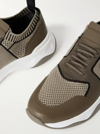 Berluti Shadow Rubber and Leather-Trimmed and Coated Stretch-Knit Sneakers - Men | Thumbnail 5 Berluti Shadow Rubber and Leather-Trimmed and Coated Stretch-Knit Sneakers - Men | Thumbnail 5