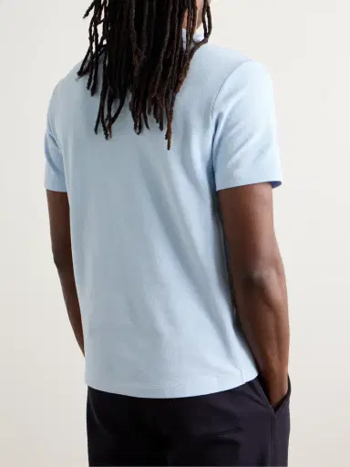 Thom Browne Logo-Appliquéd Striped Cotton-Piqué T-Shirt - Men | Thumbnail 4 Thom Browne Logo-Appliquéd Striped Cotton-Piqué T-Shirt - Men | Thumbnail 4