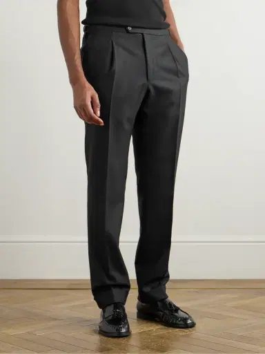 Saman Amel Tapered Pleated Wool-Twill Suit Trousers - Men | Thumbnail 3