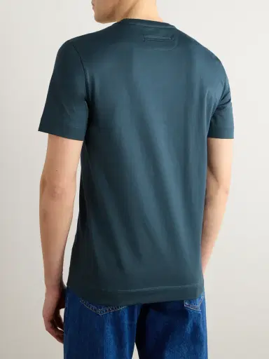 Zegna Slim-Fit Logo-Embroidered Cotton-Jersey T-Shirt - Men | Thumbnail 3 Zegna Slim-Fit Logo-Embroidered Cotton-Jersey T-Shirt - Men | Thumbnail 3