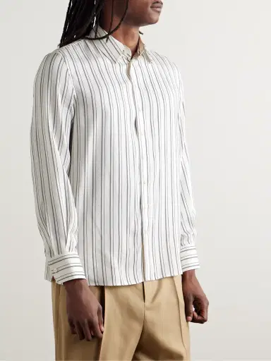 Saint Laurent Striped Silk Shirt - Men | Thumbnail 3