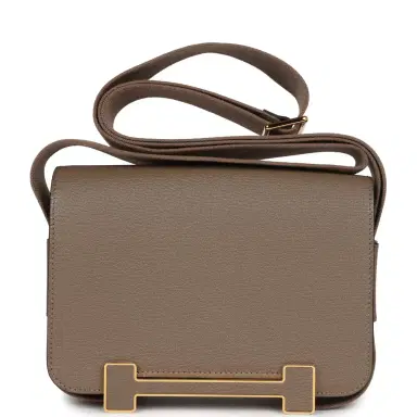 HERMÈS Hermes Geta Etoupe Chevre Gold Hardware | Thumbnail 1