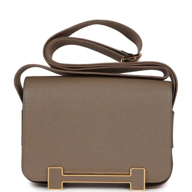 hermes Hermes Geta Etoupe Chevre Gold Hardware