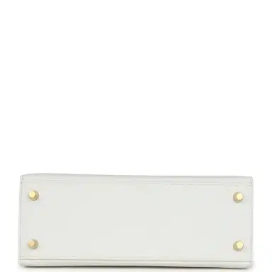 HERMÈS Hermes Special Order (HSS) Kelly Sellier 25 White and Vert Cypress Epsom Brushed Gold Hardware | Thumbnail 6 HERMÈS Hermes Special Order (HSS) Kelly Sellier 25 White and Vert Cypress Epsom Brushed Gold Hardware | Thumbnail 6