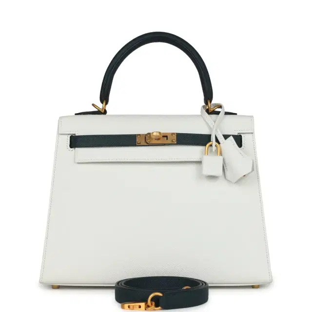 hermes Hermes Special Order (HSS) Kelly Sellier 25 White and Vert Cypress Epsom Brushed Gold Hardware
