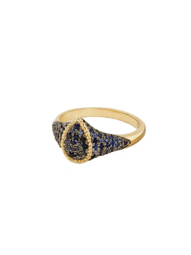 Yvonne Léon Baby Chevalière 9-karat Gold Sapphire Signet Ring