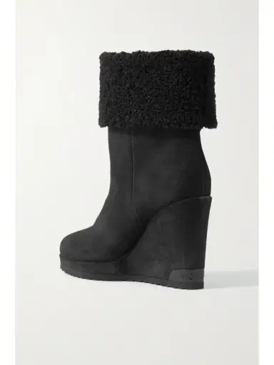 Moncler W Short Plush-lined Suede Wedge Ankle Boots | Thumbnail 3
