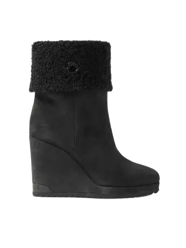 Moncler W Short Plush-lined Suede Wedge Ankle Boots | Thumbnail 1