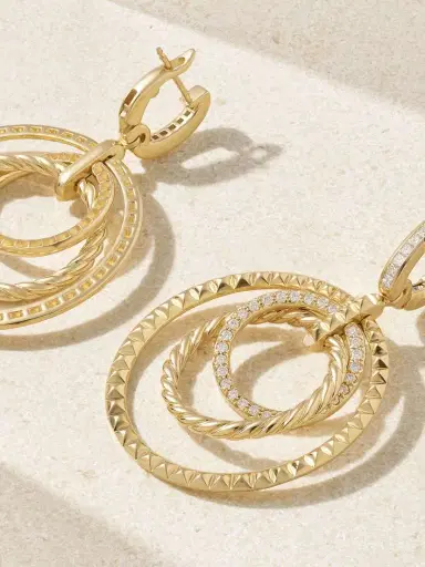 David Yurman Crossover Trio 18-karat Gold Diamond Hoop Earrings | Thumbnail 3 David Yurman Crossover Trio 18-karat Gold Diamond Hoop Earrings | Thumbnail 3