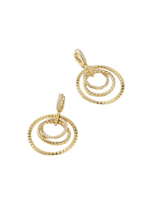 David Yurman Crossover Trio 18-karat Gold Diamond Hoop Earrings