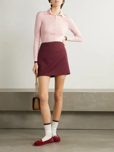 Gucci Striped Ribbed Cashmere And Silk-blend Polo Shirt | Thumbnail 2