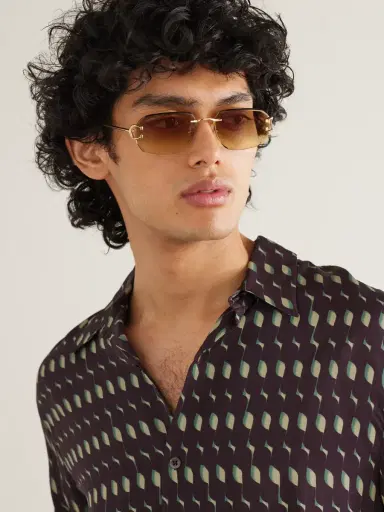 Cartier Eyewear Signature C Rimless Rectangular-Frame Gold-Tone Sunglasses - Men | Thumbnail 2