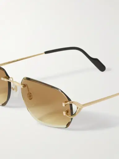 Cartier Eyewear Signature C Rimless Rectangular-Frame Gold-Tone Sunglasses - Men | Thumbnail 3