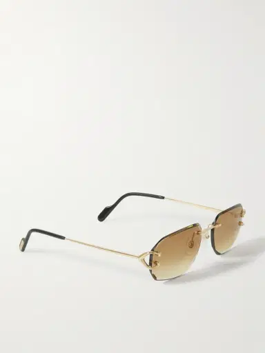 Cartier Eyewear Signature C Rimless Rectangular-Frame Gold-Tone Sunglasses - Men | Thumbnail 4